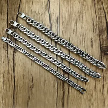 Серебряные браслеты из нержавеющей стали, мужские цепочки на руку для мужчин, очаровательные кубинские звенья, цепочки, браслет, мужские аксессуары, подарки для мужчин, панк