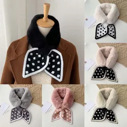 Vintage Korean Version Faux Rabbit Fur Neck Collar Scarf New Small Neckerchief Temperament Elegant Plush Knitted Female Scarf