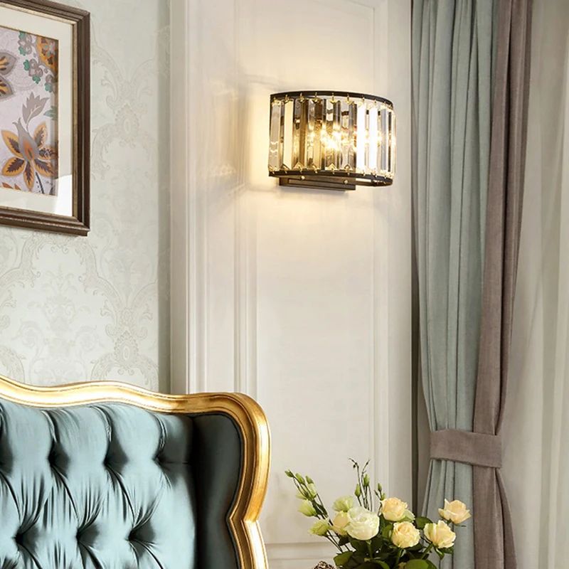 

Nordic wall lamp bedroom bedside lamp study room living room balcony aisle creative minimalist K9 crystal wall lamp