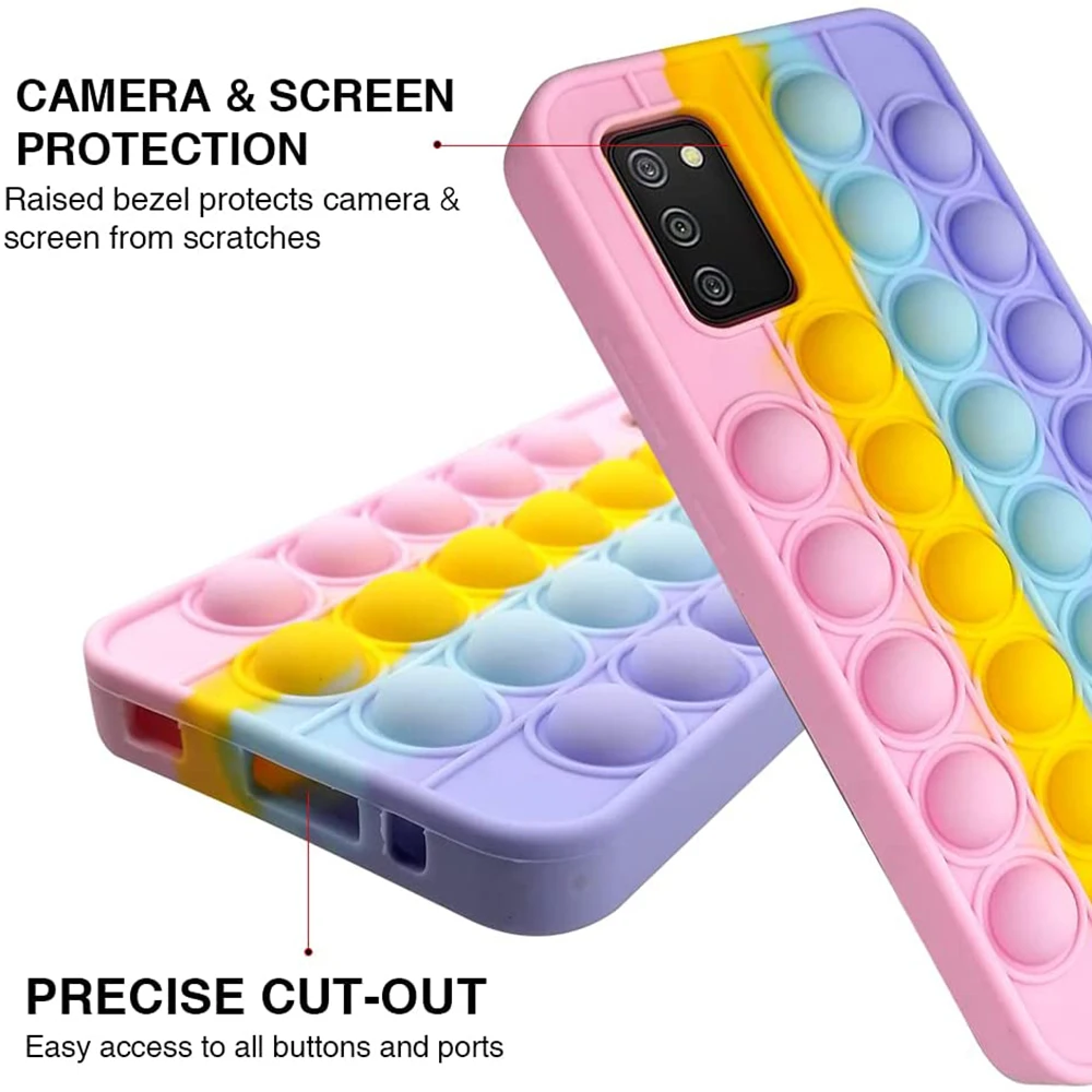 silicone case samsung Silicone Case for Samsung Galaxy A02S A02 A01 A11 A12 A21s A31 A51 A71 A32 A52 A72 A50S A70s Pop Push it Bubble Fidget Toys Case kawaii phone case samsung