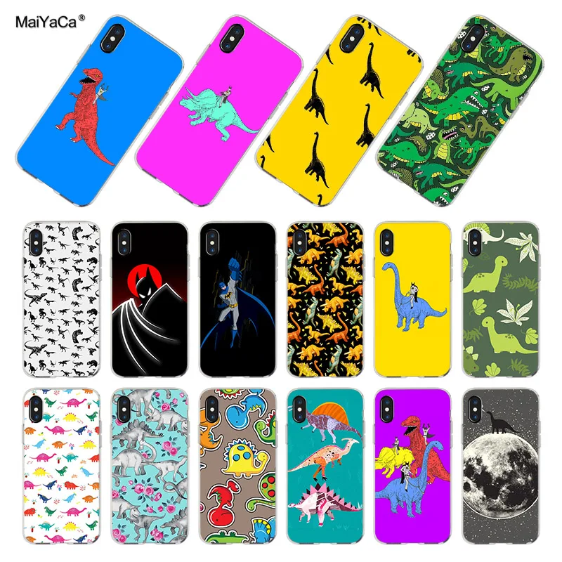 

MaiYaCa Dinosaurs And Batman Colored Drawing transparent soft tpu phone Case for iPhone 8 7 6S Plus X xs max 5S SE 5C case Cover