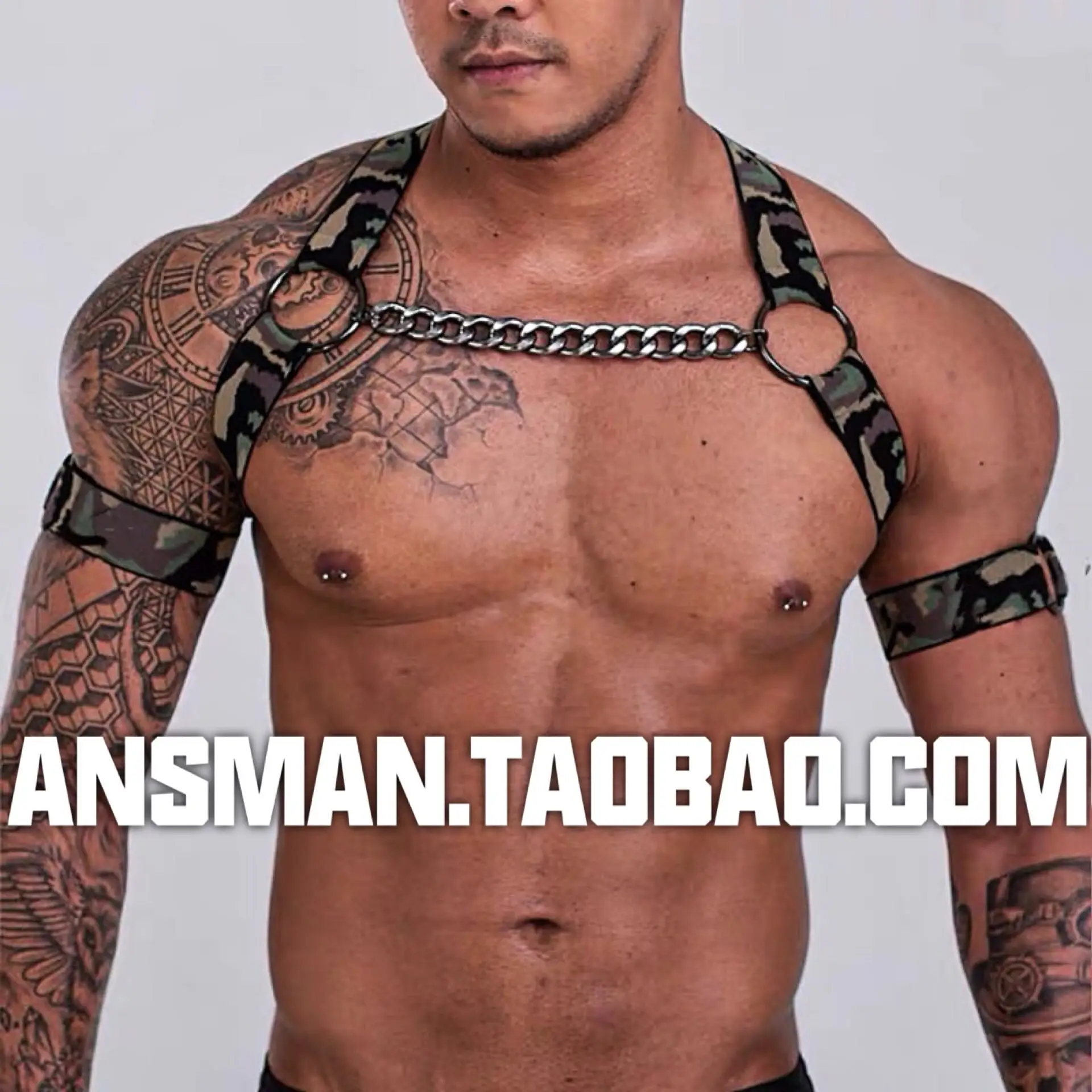 Male camouflage iron chain sexy back shoulder strap chest strap fetish gay  chest harness belt punk carnival costume man sex - AliExpress