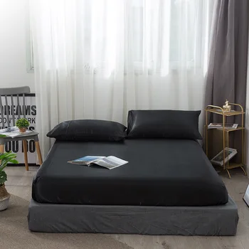 

Bed Sheet Satin Silk Mattress Cover for Bed Set King Size Smooth Soft Cool Protector Sheet with Elastic Rope Mattress for Bed