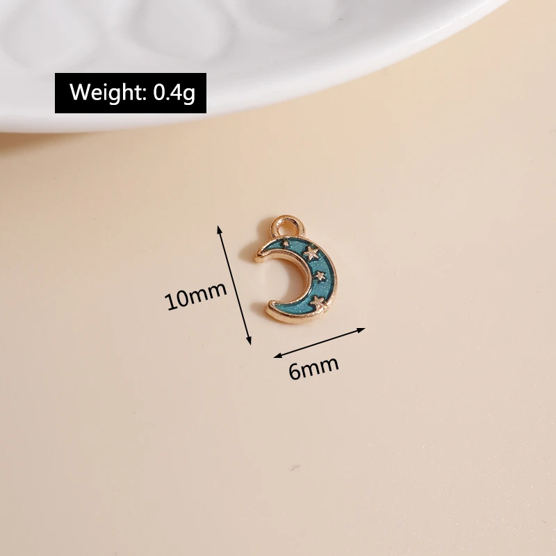 10pcs 6*10mm Enamel  Crescent Moon Charms for Necklaces Pendants Earrings DIY 3 Color Star Charms Jewelry Making Accessories