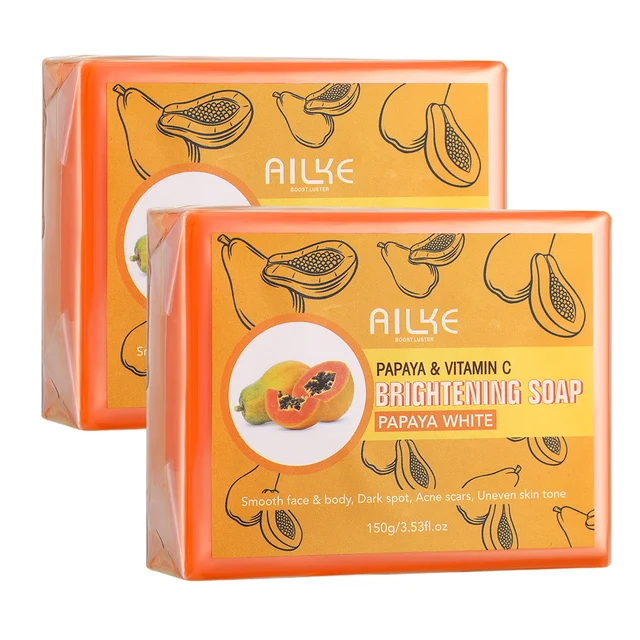 AILKE Skin Whitening Handmade Soap – Bio-Papaya-Seife für schwarze Flecken, saubere Flecken, verbessert stumpfe Haut, Gesicht, Körper und Hände