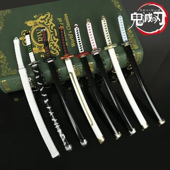 

22CM Anime Cartoon Demon Slayer simulation Sword Car Weapon Pendant Metal Sword Kimetsu no Yaiba Model Toy Key Chain Ring