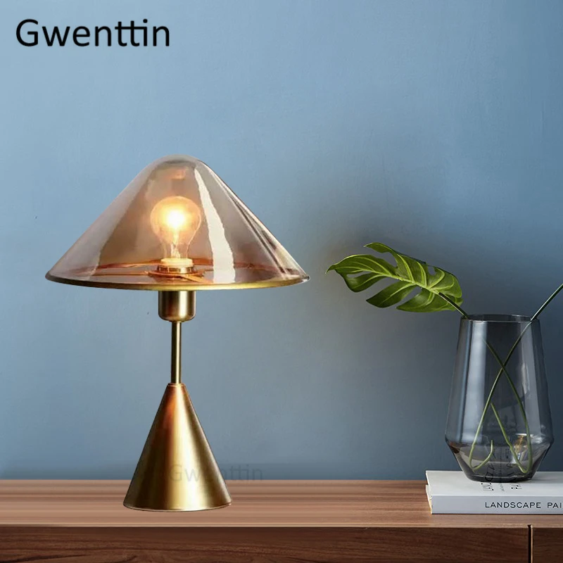 Modern Glass Table Lamps Nordic Designer Bedroom Bedside Lamp Led Stand Light Fixtures Iron Desk Lights Study Luminaire Art Deco | Лампы и