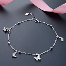 Цепочка на ногу бабочка, браслет на ногу, серебро 925, милый серебряный ножной браслет, ювелирное изделие S925, браслет на ногу, регулируемая длина, подарок на день рождения