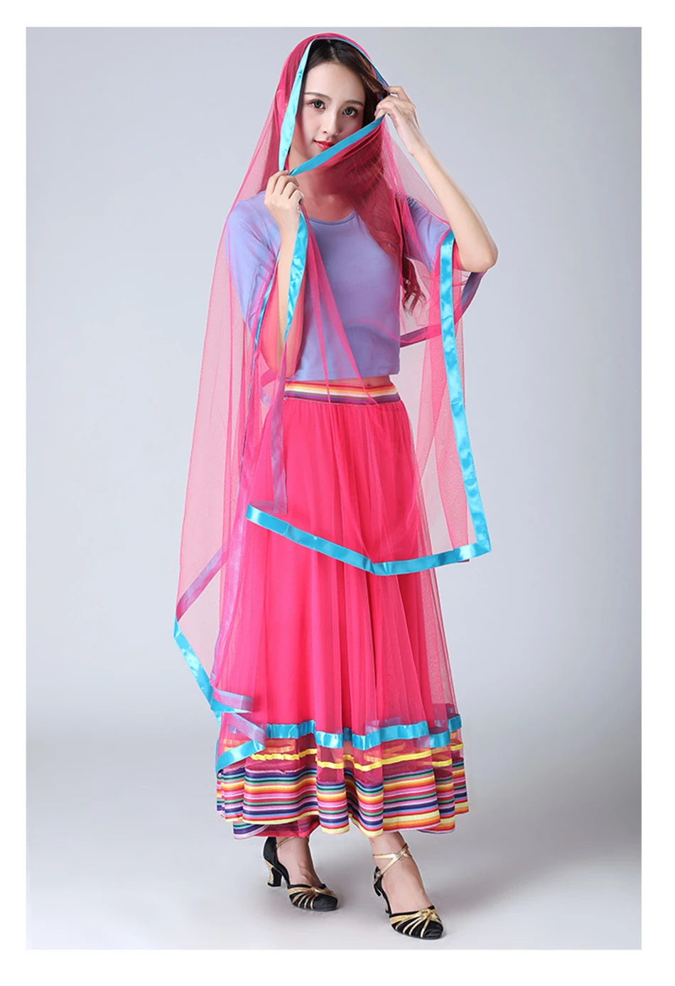 Женское традиционное индийское сари танцевальная одежда Цыганский танец живота карнавальные костюмы сценические вечерние экзотические Топ для танцев+ юбка