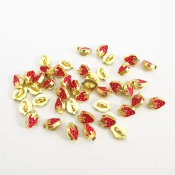 

20pcs 4.5x6mm Metal Tiny Red Strawberry Shank Buttons DIY Handmade Sewing Doll Clothing Button Scrapbooking