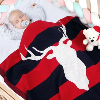 

Christmas Elk Infant Baby Boy Girl Stripe Knit Blanket New 2020 Autumn Winter Newborn Baby Quilt Boys Girls Hold Blanket