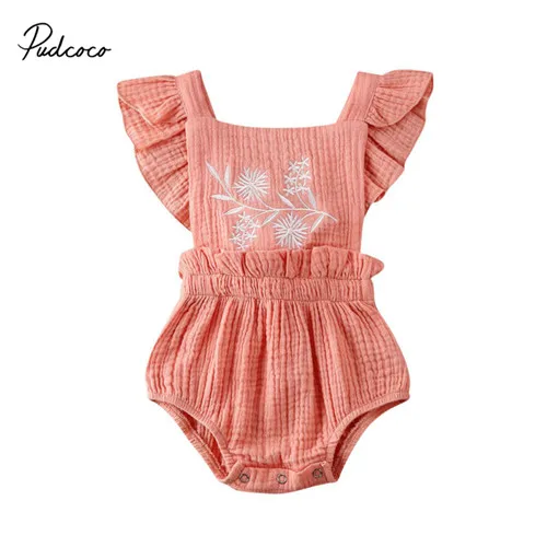 

Pudcoco Newborn Floral Bodysuit Infant Baby Girl Clothes Kids Cotton One Piece Short Sleeve Sleepwear Backless Jumpsuit Outfits