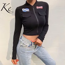 KE, Спортивная Женская куртка, весна и осень, новые модели, спортивная одежда для бега, фитнеса, на молнии, облегающая, с длинным рукавом, sho