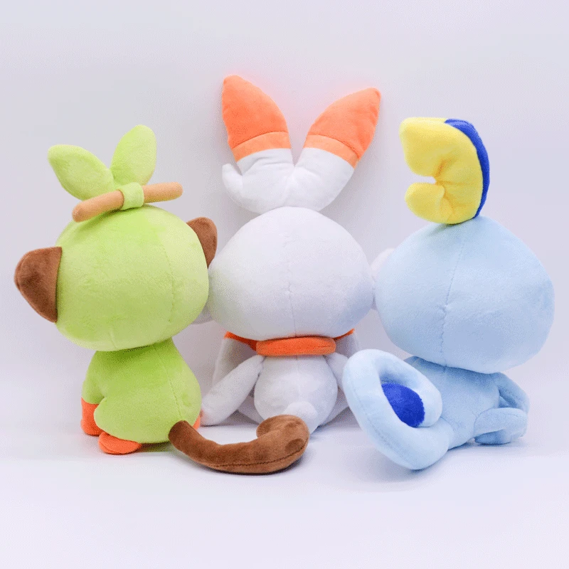 Takara Tomy плюшевая кукла Покемон 3 шт./компл. s Мягкие щит меч Grookey Sobble Scorbunny игрушка в виде фигурки; высота каблука 18 см