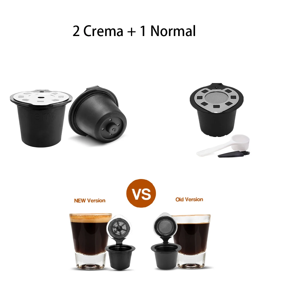 Многоразовые капсулы Nespresso 6 упаковок многоразовые капсулы совместимые Nespresso машины Crema пищевой PP - Цвет: 2Crema 1Normal