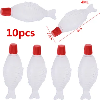 

10Pcs Fish-Shaped 4ml Soy Sauce Disposable Sauce Bottle Rice Ball / Sashimi /Sushi Bottle Vinegar Bottle
