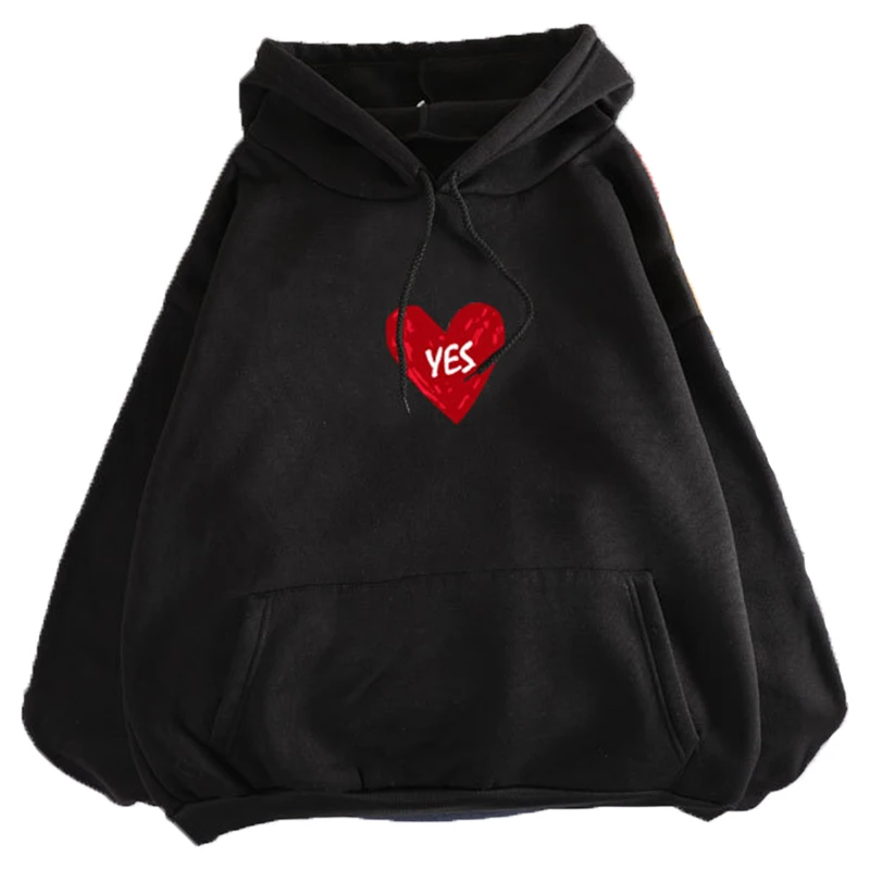 

Fashion Womens Autumn Winter Hoodies Heart Print Harajuku Pullover Loose Lover Hoodies Sweatshirts Couple Casual Coat