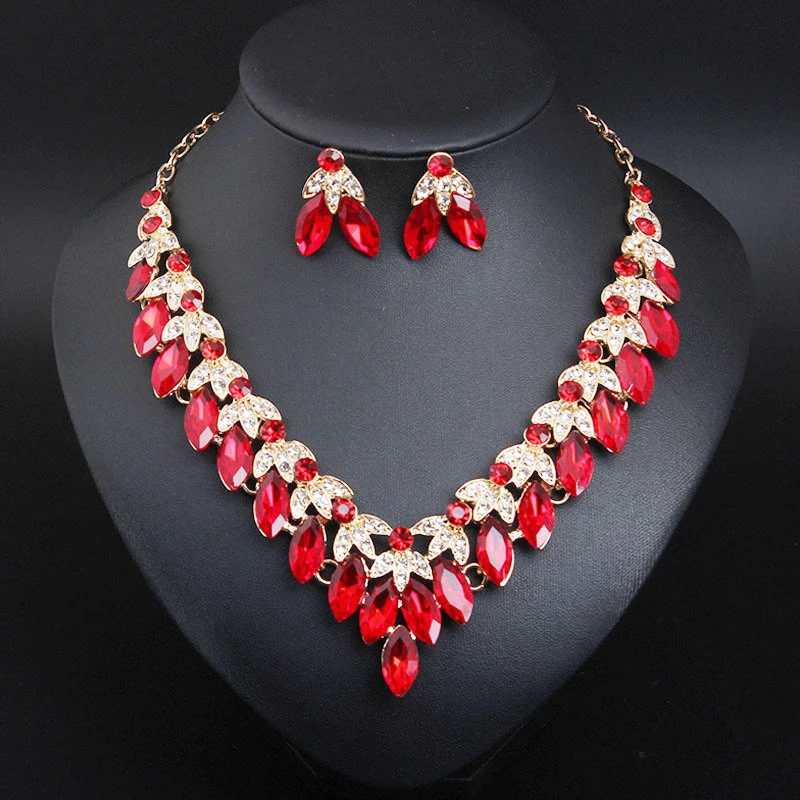 Crystal Bridal Jewelry Sets Party Costume Accessories Wedding Necklace Earring