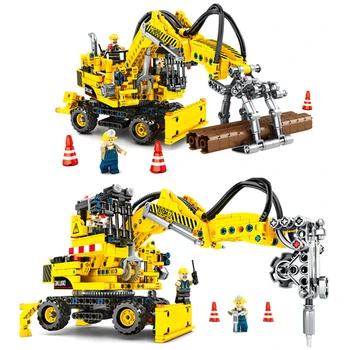 

City Technic Machine Piling construction block machine vehicle model kit Building Blocks Mechanical crane Bricks kids toys gifts
