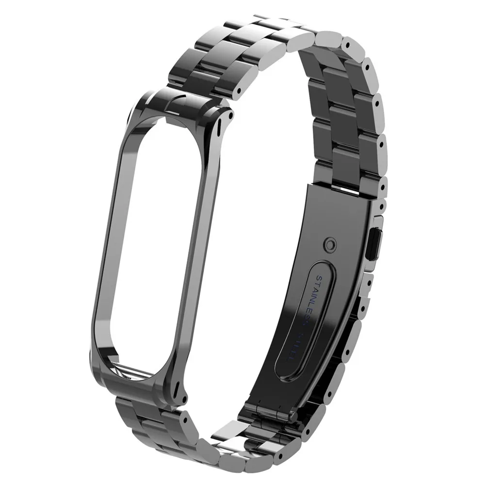Black Mi Band 4 Strap for Xiaomi Mi Band 4 Bracelet Smart Watch Stainless Steel Band - Цвет: Black
