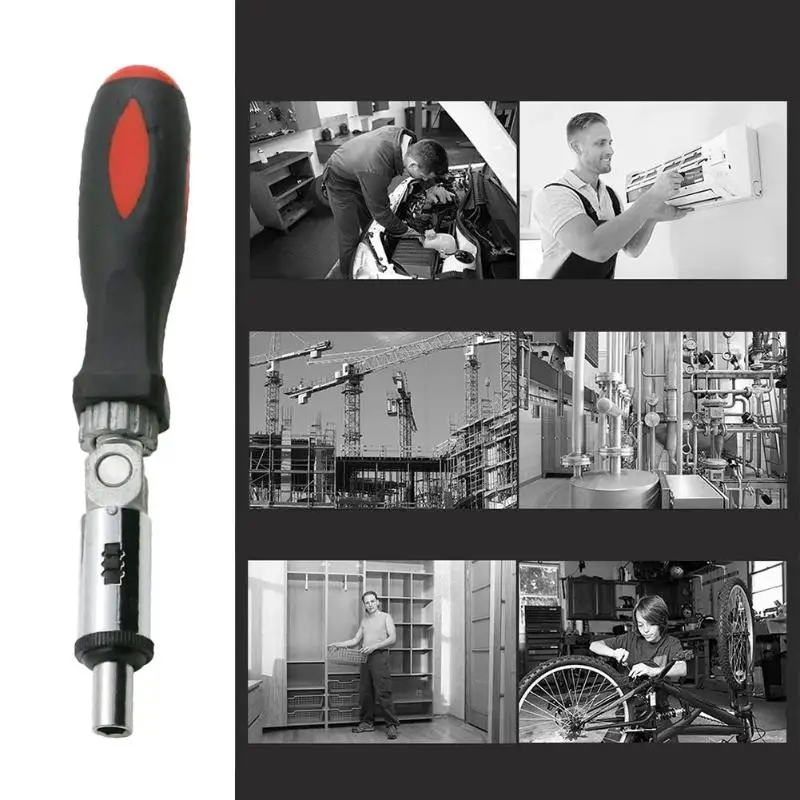 

T-type Ratchet Screwdriver 6.35mm Rotary Forward Reverse Quick Bolt Driver Batch 180 Degree Rotation for Multiple Angles