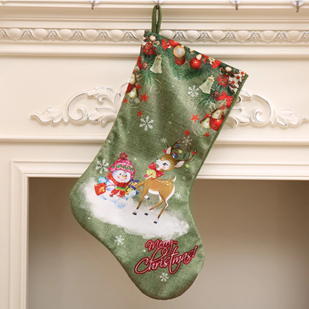 Reindeer Олень снеговик чулки Висячие Санта Клаус напечатанный домашний подарок мешок милые украшения Рождество большой - Цвет: Reindeer