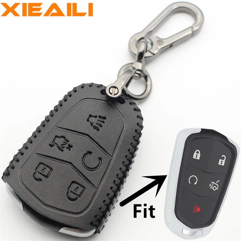 XIEAILI натуральная кожа 5 Кнопка Smart Key защитный чехол для Cadillac ATS/CT6/CTS/SRX/XT5/XTS S426