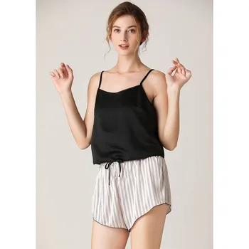 

Sleeveless Short Solid Pajamas Summer Bathrobe Women Set Simulation Sleepwear Camisoles Shorts Nightwear Sets Cool Wear G3