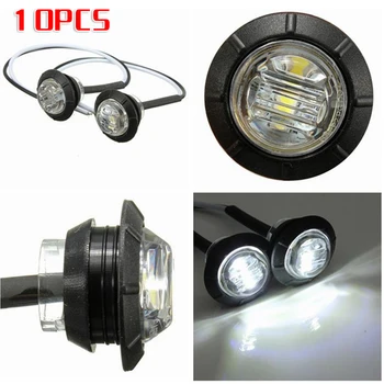 

10pcs/Set Car Side Marker Light Small Round 12V 3-LED Truck Button Lamps Water Resistant Exterior Lights Signal Lamp