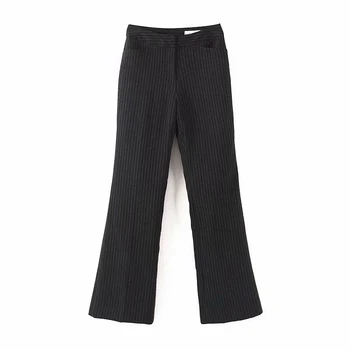 

Fashion Women Slim Striped Pants High Waist Zipper Trousers Office Lady Pants Suit Trousers XZ2232