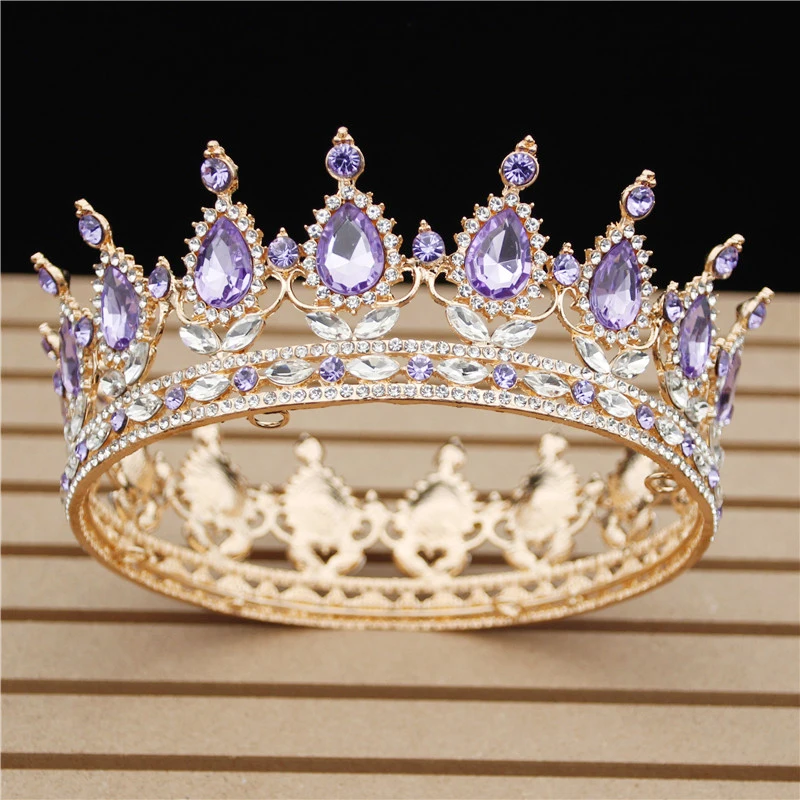 Mix Purple Кристалл Винтаж королевская Королева Король диадемы и короны Мужчины/Женщины Театрализованное диадема на выпускной вечер волосы Орна мужчины ts Свадебные украшения для волос аксессуары - Окраска металла: Mix Purple