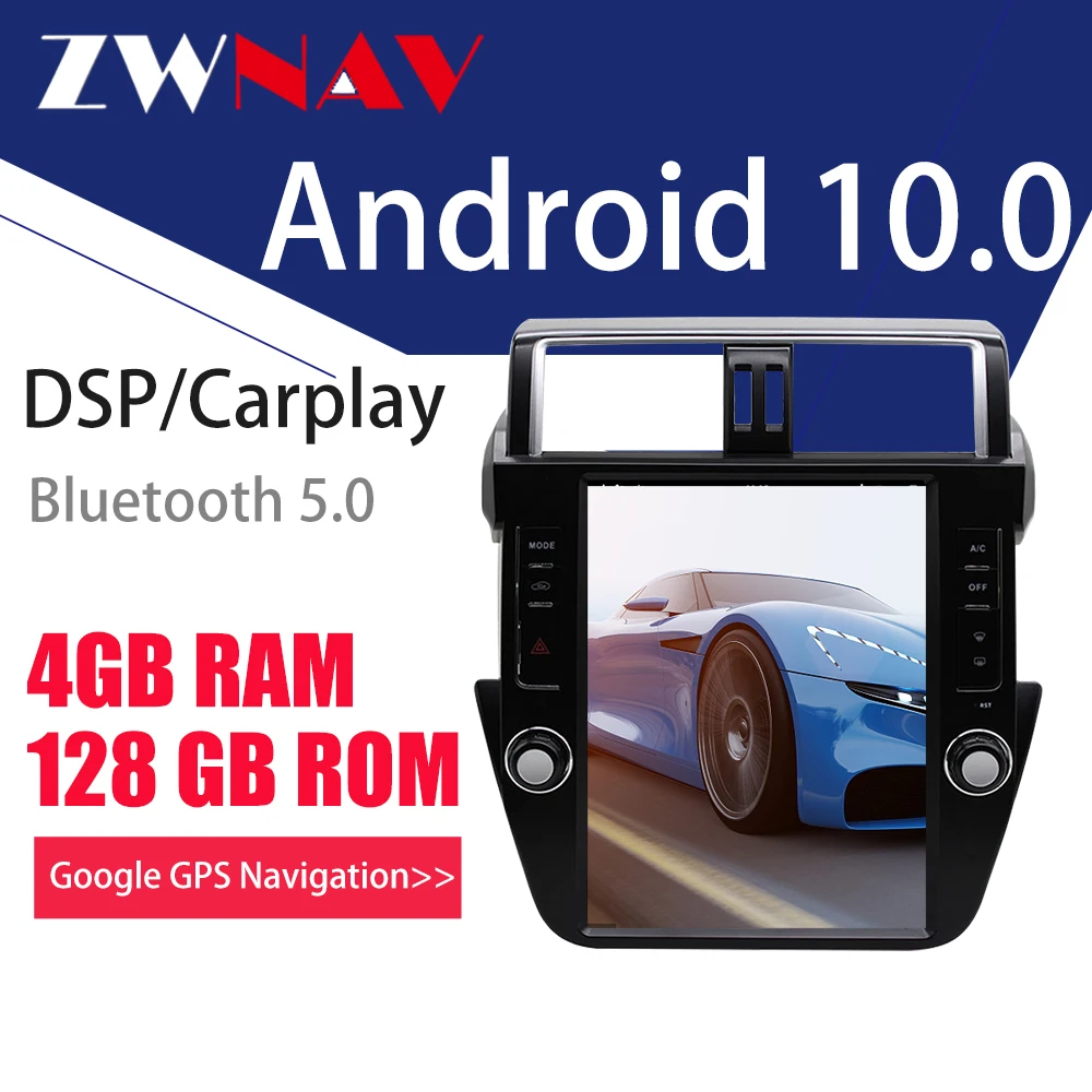 

CARPLAY Android 10 4G128G Tesla Style Android 10 screen Car multimedia GPS Player For TOYOTA LAND CRUISER Prado 150 2014-2017