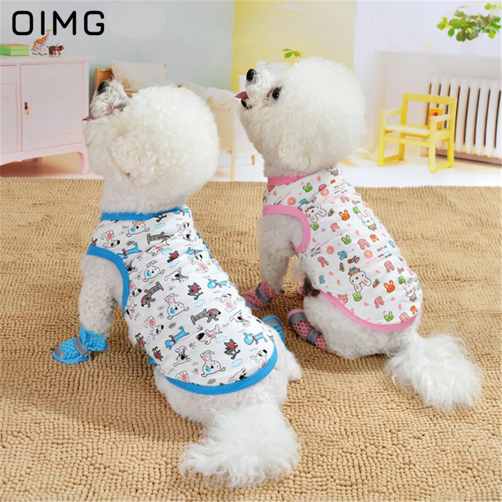 OIMG Cartoon Cat Dog T-shirt For Small Dogs Chihuahua French Bulldog Summer Breathable Dog Vest