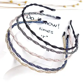 

Fashion Women Super Thin Glitter Hairbands Personality Handmade Shiny Metal Colors Headbands Chic Hair Holder Headwear