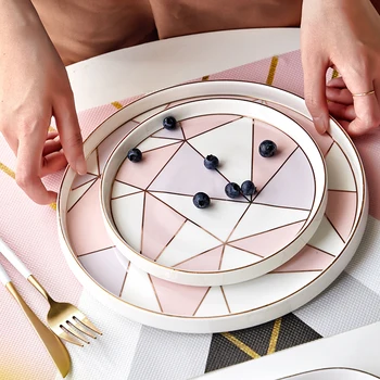 

Nordic Geometry Ceramic Storage Tray Minimalist Sundries Jewelry Storage Plate Home Organizer Decor