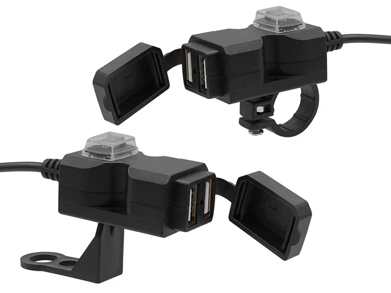 Водонепроницаемый Dual USB 12V мотоциклов Зарядное устройство гнездо w/переключатель и крепления мото Зарядное устройство