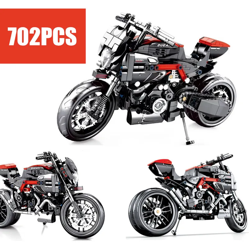 

New MOC City Ducati Motorcycle Racing Sports Car Fit Legoings Technic Model Building Blocks Bricks Toys Children Kid Birthday