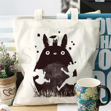 

Spirited Away Totoro Bag Studio Ghibli Cute Anime Canvas Shopping Bag Reusable Shoulder Bags Grunge Tote Bag Handbag Shopper Bag