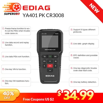 

NEW EDIAG YA-401 OBD2 Automotive Scanner OBDII code reader diagnostic tool free update pk KW850 CR3008 One-Key shortcut function