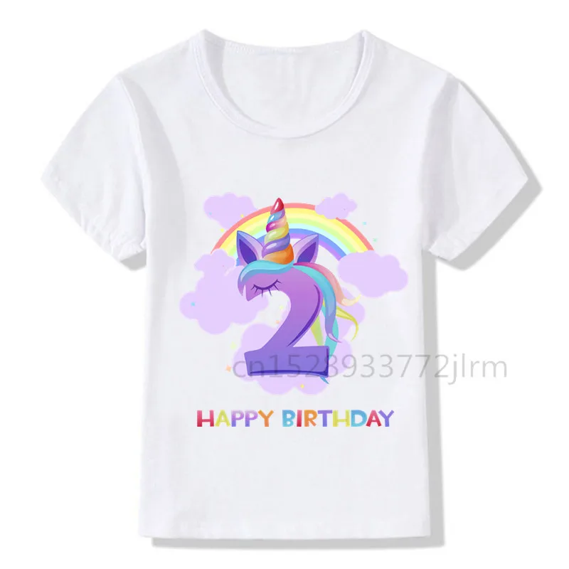 

Kids Unicorn Birthday Number T Shirt Children 1-10 T-shirt BoyGirl Gift Tshirt Present Family Outfit