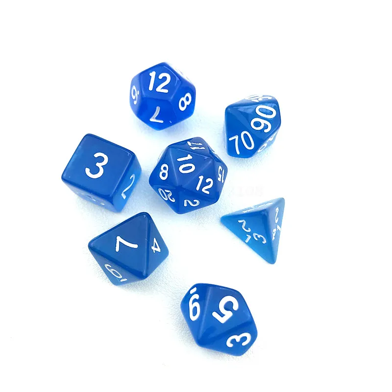 Один набор из 7 игральных костей прозрачный двусторонний D4 D6 D8 D10 D12 D20 magic