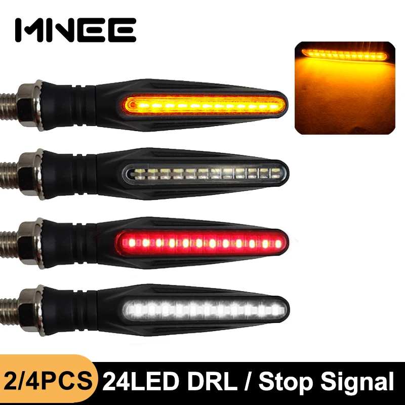 Luz LED de intermitentes E11 para motocicleta, luces traseras de frenado, intermitente de agua fluida, DRL, intermitente, IP68, flexible, 335SMD