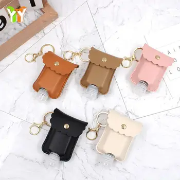 

Portabale Mini Empty Bottle PU Leather Hand Sanitizer Keychain Holder Refillable with Flip Cap