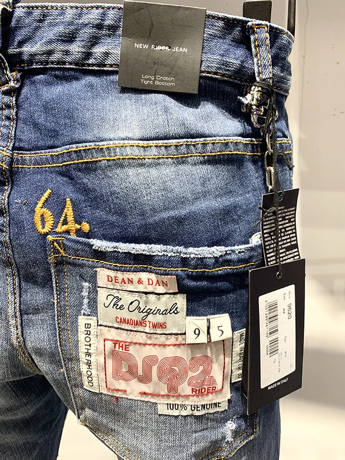 Европейский бренд dsq, мужские джинсы s coolguy, мужские узкие прямые джинсы, джинсовые брюки на молнии, синие дырявые узкие брюки, джинсы для мужчин