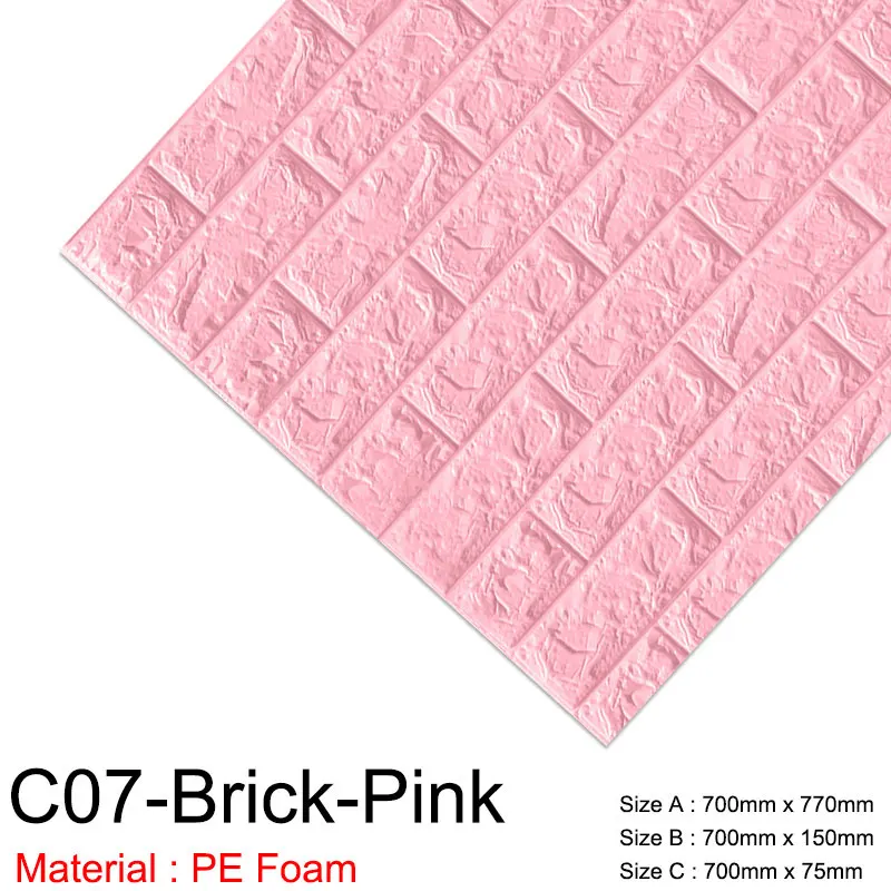 C07-Brick-Pink 3D Wall Stickers Marble Brick Peel and Self-Adhesive Wall paper Waterproof DIY Kitchen Bathroom Home Wall Decal Sticker Vinyl - Цвет: C07-Brick-Pink