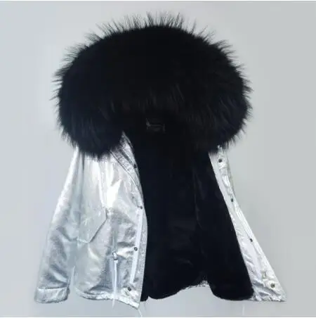 6 woman winter short Casual Parkas jacket Women faux fur liner parka real raccoon fur Collar hooded coat - Цвет: 6
