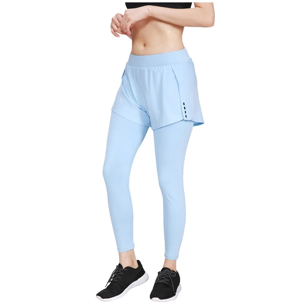 Sky Blue Бесшовные леггинсы с высокой талией, леггинсы с эффектом пуш-ап, спортивные женские леггинсы для фитнеса, бега, две штаны для йоги, бесшовные леггинсы для спортзала, леггинсы для девушек - Цвет: Sky Blue