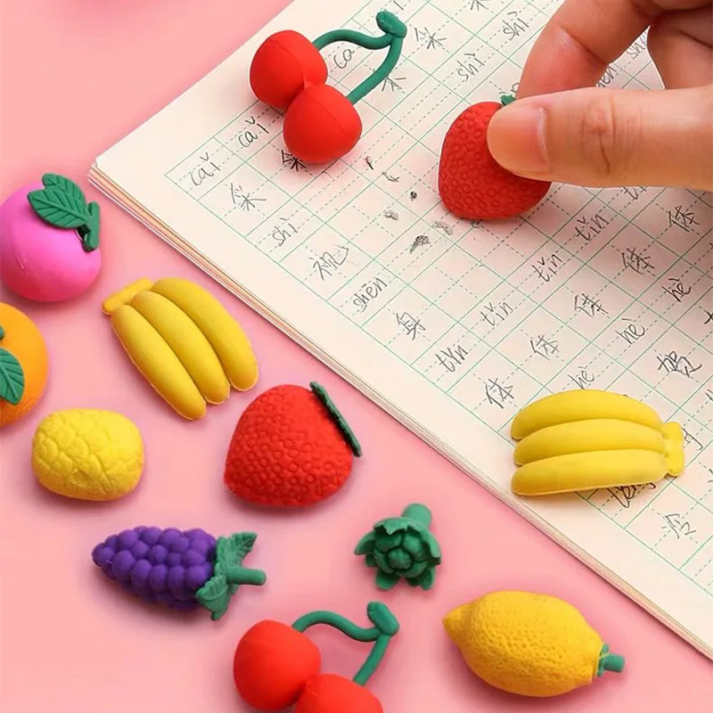 10/Pcs Creative Vegetables Fruit Eraser Detachable Eraser Student Prize Stationery Wholesale