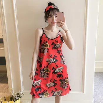 

Women's casual night dress cartoon print evening dress female sexy sleeveless nightdress