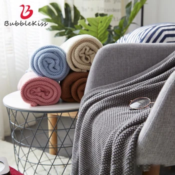 

Bubble Kiss Osmanthus Knitted Blanket 100% Cotton Solid Color Design Sofa Cover Blanket Wearable Throw Blanket Child Blankets
